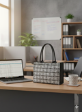 Leather Embroidery Tote- Black