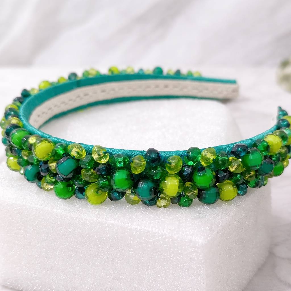 Green Crystal Beaded Handmade Headband