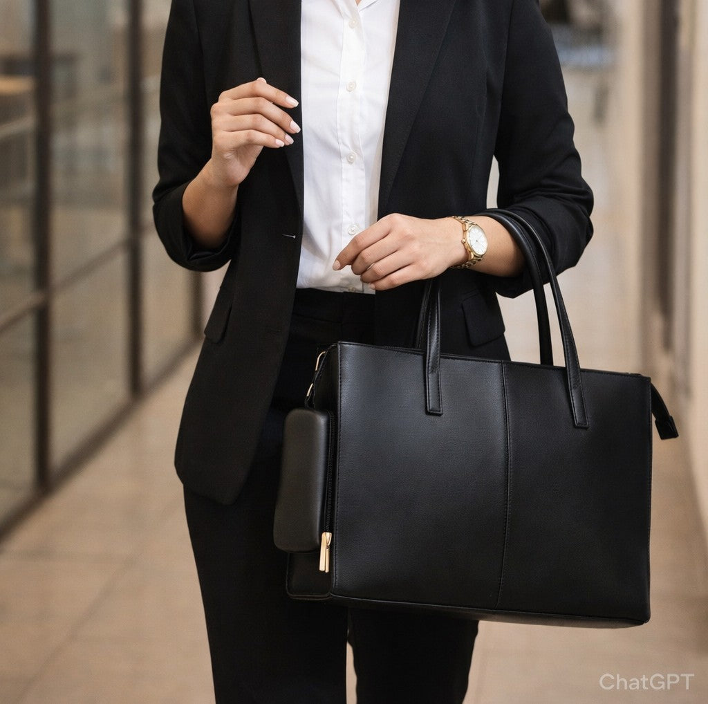 Prestige Leather Tote- Black