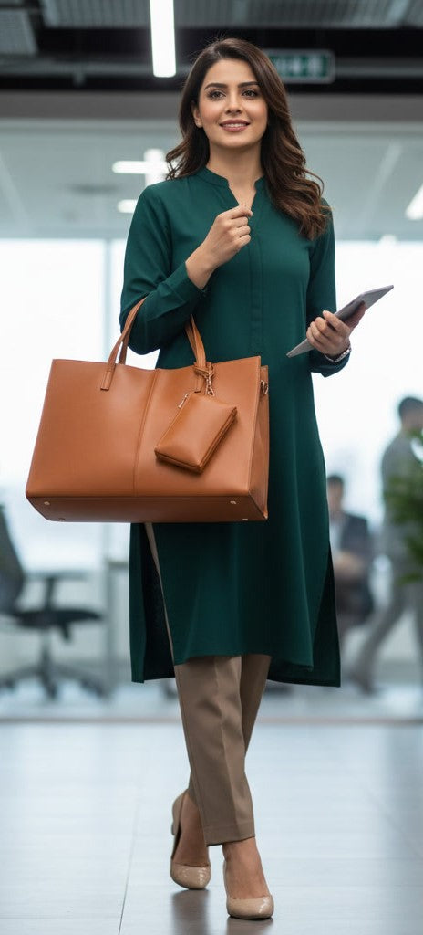 Prestige Leather Tote- Bronze