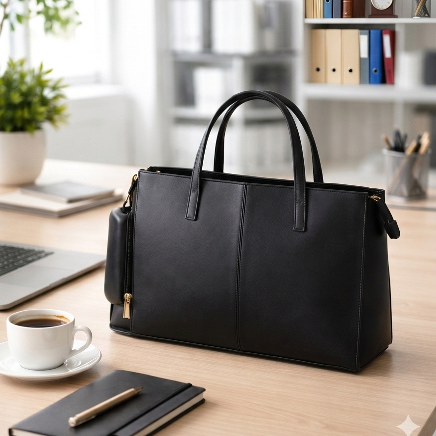 Prestige Leather Tote- Black
