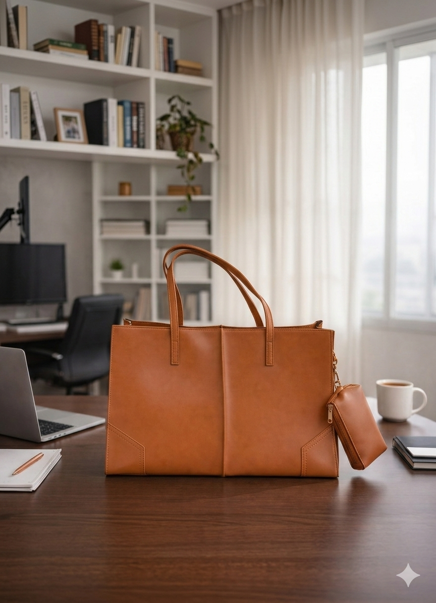 Prestige Leather Tote- Bronze
